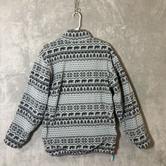 Chubbies Men's S Gray Reversible Fleece Nylon Pullover Jacket Bears Winter - Picture 3 of 11